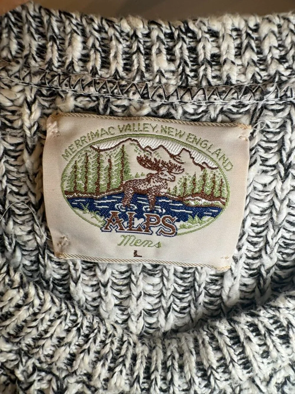 Vintage 90s ALPS Merrimac Valley Men's Marled Knit Crewneck Ski Sweater L USA